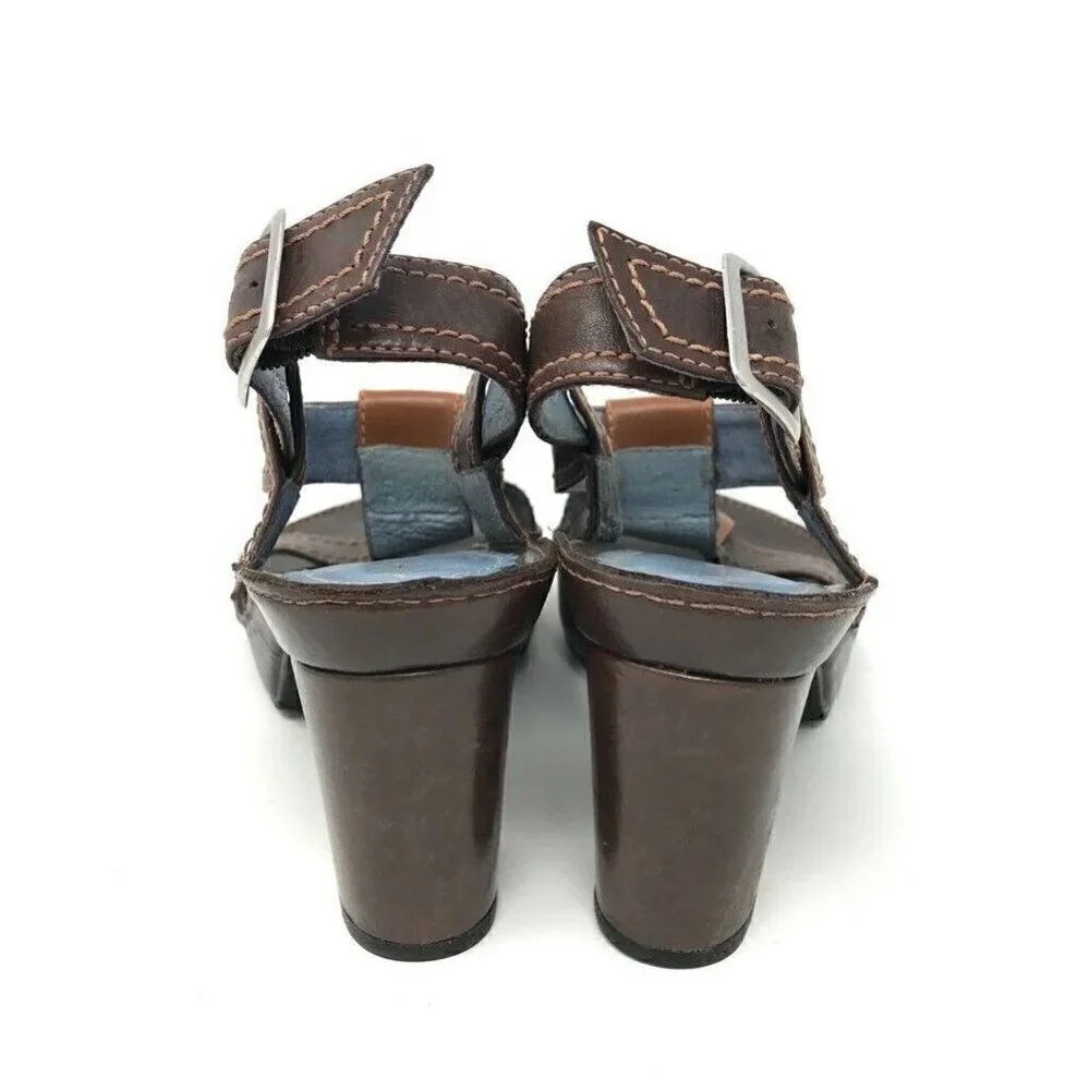 Indigo By Clarks Sandal Block Heels Shoes Brown 8